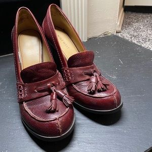 Women Us 7 Nine West red leather heels